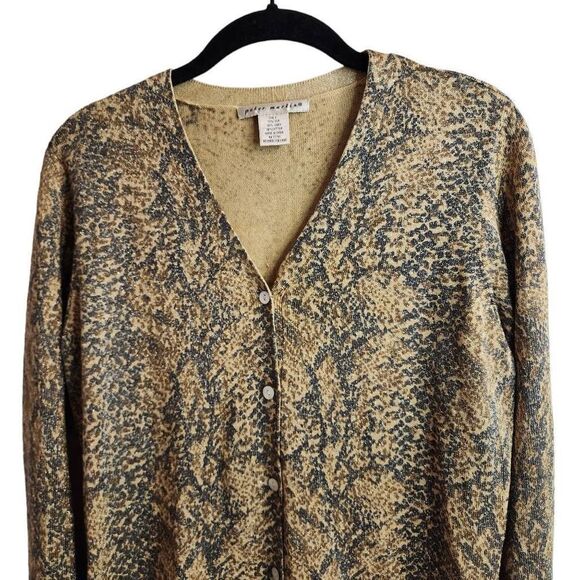 Peter Martin Gold Snakeskin Silk Button Up Lightweight Cardigan Size Small - Picture 4 of 7